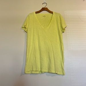 XL Yellow J. Crew Vintage Cotton V-neck Tee